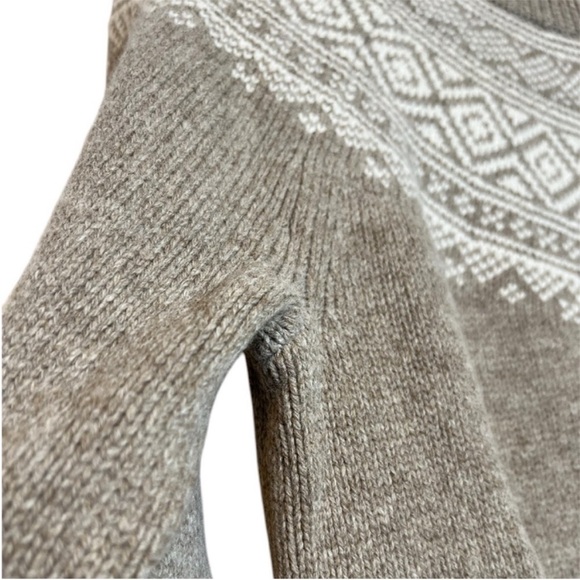 JCREW Merino Wool Fair Isle Bell Sleeve Tan Sweater Small - Picture 5 of 7